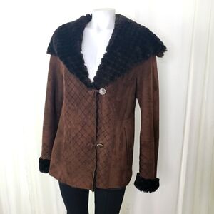 Christia Made In Italy Outerluxe suede and fur brown coat size 42 shearling